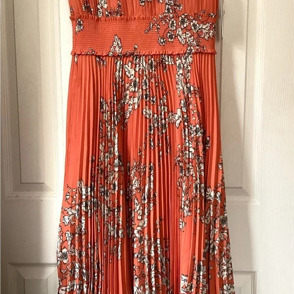 Nanette Lepore NWT Floral Mock Neck Sleeveless Smocked Midi Dress Size 14, 8 - Picture 3 of 9